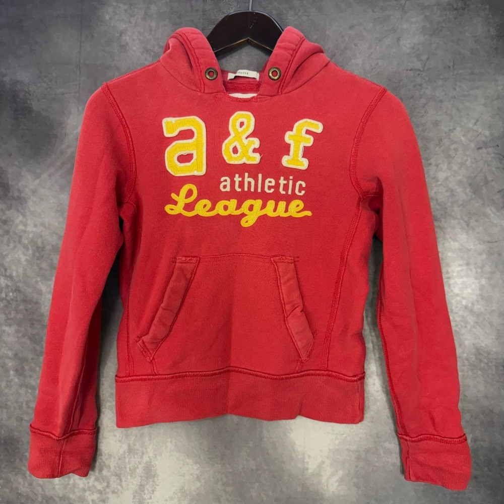 Vintage Y2K Abercrombie Hoodie Women Medium Red League Pullover‎